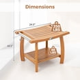 thumbnail image 3 of Gymax Teak Wood Shower Bench 2-Tier Wooden Shower Stool w/ Curved Seat Handles Small, 3 of 10