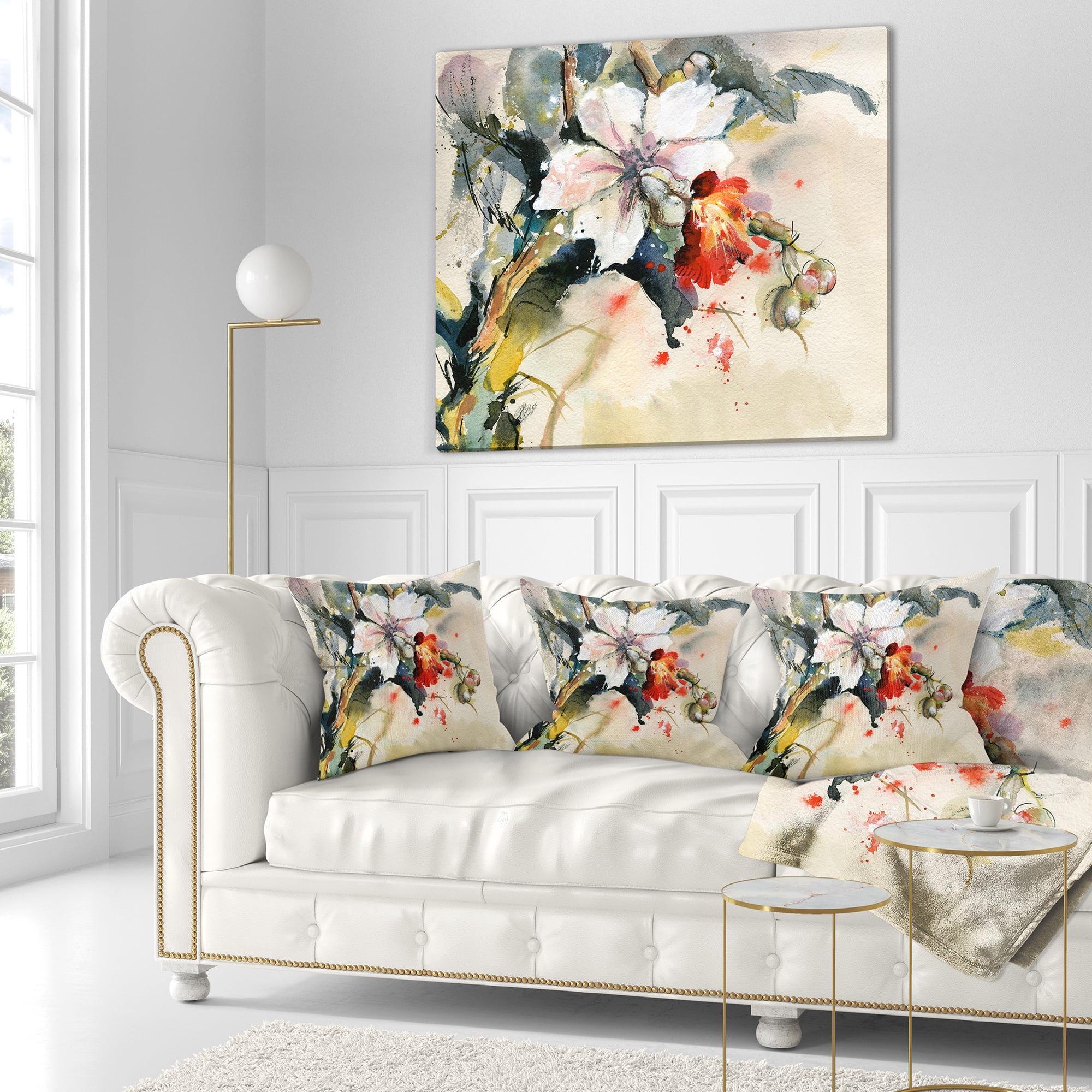 Designart Orchid in Bloom - Floral Throw Pillow - 16x16