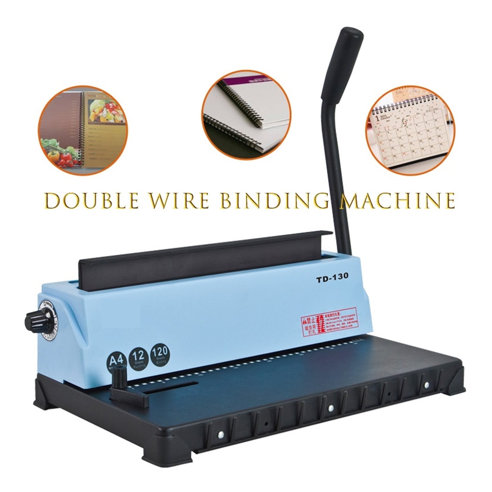34 Square Holes Double Wire Book Binding Machine TD-130 Binder Punch 12 /Bind 120 Sheets School Office Supplies ,Easy to Operate