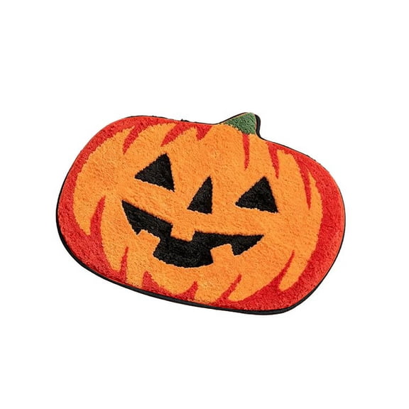 Ohmyroo Halloween Spooky Doormat, Absorbent Entryway Floor Rug Polyester Black Orange Red, Non-slip Front Door Porch Decor Front Door Porch Home Indoor Decor Festive Holiday Spirit