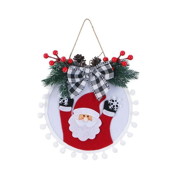 nvzhuang Hanging Christmas Wreath Decorative Santa/ Snowman/ Elk Garland Ornament for Front Door Wall Indoors and Outdoors