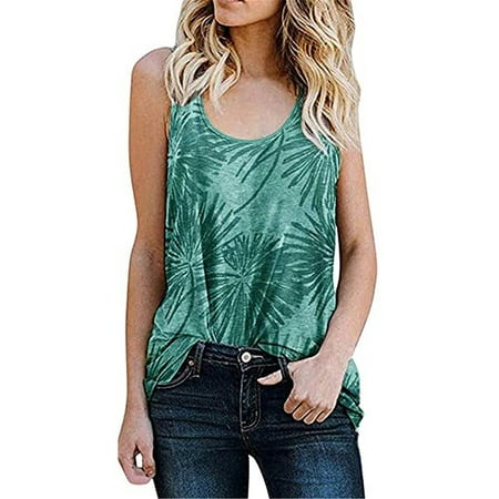 

Zodggu Tunic Tank Tops for Women 2023 Deals Racerback Scoop Shirts Loose Casual Leisure Relaxed Crop Tops Soft Cotton Trendy Sleeveless Womens Tops Flower Burnout Printing Camiso Summer Green 4