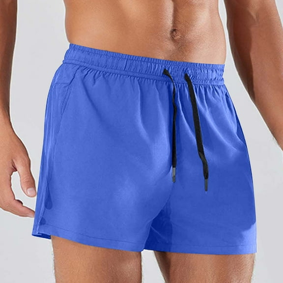 MELDVDIB Mens Shorts Lightweight Elastic Waist Athletic Shorts Quick Dry Casual Gym Workout Running Shorts with Pockets, Blue M