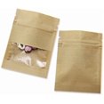 thumbnail image 1 of MITOB Pack 100Pcs Resealable Brown Kraft Paper Window Bags (Inner Size 2.36x2.36inch) for Zip Food Storage Lock Seed Packets Coin Envelopes Zipper Lock Cookies Coffee Beans Storage Bags, 1 of 4
