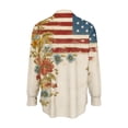 thumbnail image 4 of Atogsazn 4th of July Satin Silk Shirt for Women Dress Casual Button Down Long Sleeve Shirts Blouse Tops Outfit Coffee XXL Fashion, 4 of 6