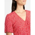 thumbnail image 4 of Time and Tru Women's Empire Waist Midi Dress with Short Sleeves, Sizes XS-XXXL, 4 of 5