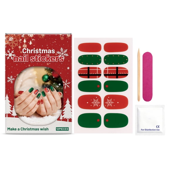 Manicure Tools,Cheap Nail Stuff,Christmas Nail Tips Finished Wearable Nails Christmas False Nails Wearable Nail Patches,Nail Kit for Beginners,Nail Practice Kit(D)