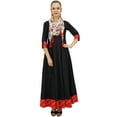 thumbnail image 2 of Bimba Black Anarkali Kurti Long Flared Cotton Kurta Indian Ethnic With Scarf-4, 2 of 8