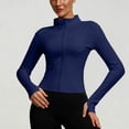 thumbnail image 7 of Dwellite Women's Cropped Lightweight Stretchy Running Track Jackets Zip Up Long Sleeve Quick Dry Athletic Yoga Tops with Thumb Holes 2026 Blue 3XL, 7 of 7