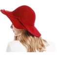 thumbnail image 6 of Women's Wide Brim Retro Fedora Floppy Felt Bowler Hat, 6 of 7