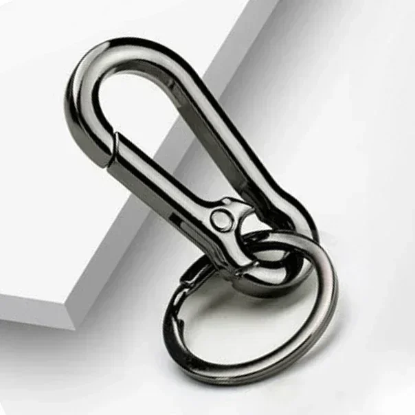 LLavero de acero inoxidable para hombre, hebilla de gancho, mosquetón para exteriores, herramienta de escalada, doble anillo, llavero de pesca para co