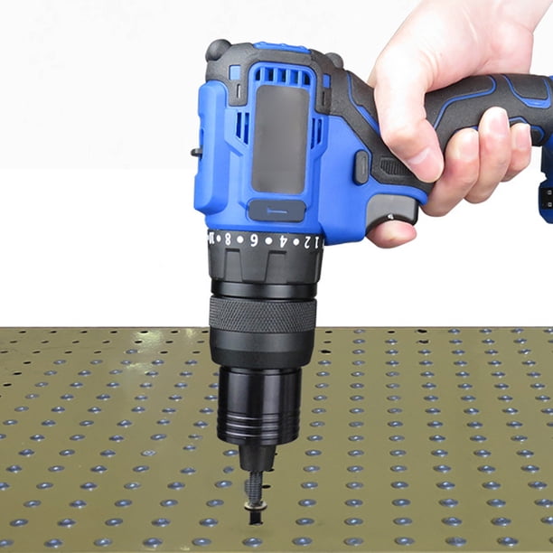 Kit De Pistola Para Tuercas De Remaches Inalámbrica, Herramienta Remachadora De Tuercas Ciegas Eléctrica Con Ajuste Automático De Torsión, Con Luz LED Y Cabezal A Juego M5 M6