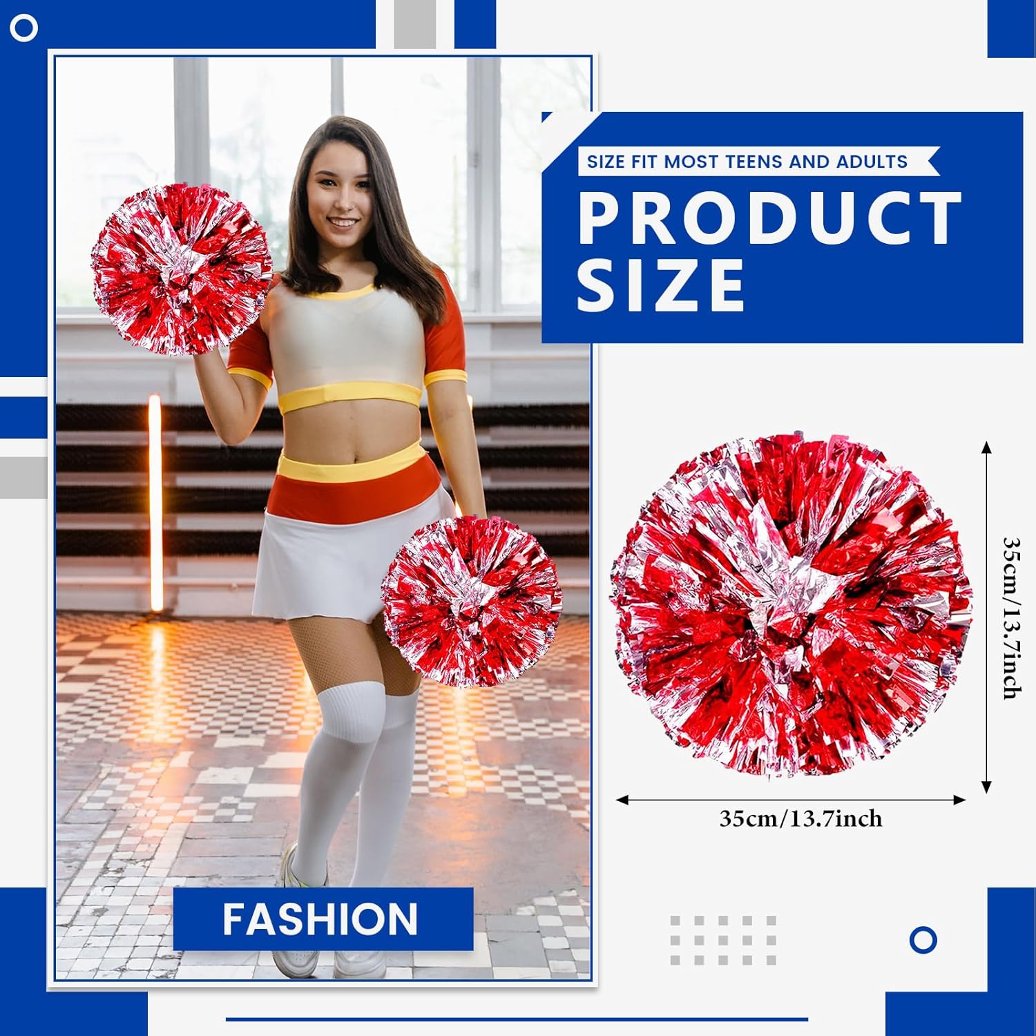 24 PCS pom poms Cheerleading,13.8inch Sports Team Spirits Cheering Squad Dance Training with Finger Rings