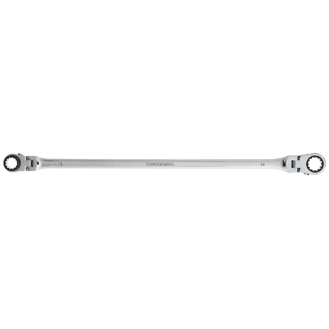 Mountain 12x14mm Double Box Universal Spline Reversible Ratcheting Wrench; 90 Tooth Design Long Flexible Reversible; MTNRM1214