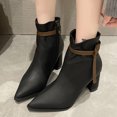 thumbnail image 2 of NECHOLOGY Botas Mujer Zapatos Botines de mujer Moda mujer Color sólido mantener caliente invierno suela gruesa tacones cuadrados cremallera botines cortos zapatos de punta estrecha (Black, 6.5), 2 of 6