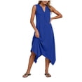 thumbnail image 4 of Admvng Womens Dress V Neck Sleeveless Asymmetrical Hem Summer Comfy Dress, 4 of 7