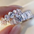 thumbnail image 3 of Womens Diamond Cut Zircon Ring Sterling Silver Inlaid Wedding Engagement Jewelry Elegant Gift For Her Style Up, 3 of 5