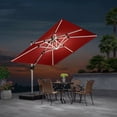 thumbnail image 3 of PURPLE LEAF 9FT Square Double Top Deluxe Solar Powered LED Patio Umbrella Outdoor Cantilever Umbrella, Terra, 3 of 15