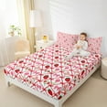 thumbnail image 4 of Manfei Cute Red Strawberry Bed Sheets for Kids, Princess Pink Bowknot King Sheets, Rustic Flower Floral Sheet Set, Ultra Soft Home Decor, 4pcs, 4 of 7