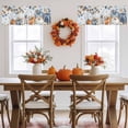 thumbnail image 5 of Thanksgiving Pumpkins Valances for Windows, 54 x 18in, Fall Fallen Leaves Blue Texture Rod Pocket Kitchen Valance Curtain Light Filtering Window Treatments for Living Room Bedroom, 1 Panel, 5 of 7