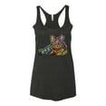 thumbnail image 2 of First We Still Your Heart Then Your Bed | Funny Neon Colorful Cat | Dean Russo Art Animal Lover Tri-Blend Racerback Tank Top, Vintage Black, Medium, 2 of 6