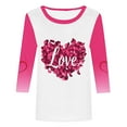 thumbnail image 4 of mihongmao Plus Size Valentine Shirts for Women Crew Neck Women Valentine's Day Festival Leisure Print Round Neck Three Quarter Sleeve 3/4 Sleeve T-shirt Loose Pink 5X, 4 of 4