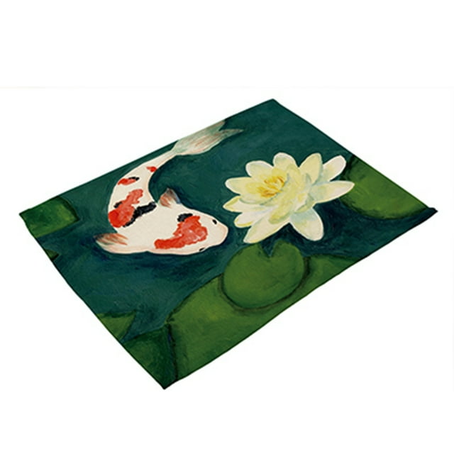Estera de mesa de vajilla de mantel individual con aislamiento térmico con patrón de pintura de loto de moda (MP0004-4)
