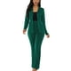 thumbnail image 1 of Pantalones rectos de manga larga, talla S, traje verde ajustado para mujer con cuello vuelto y bolsillos con solapa, 1 of 6