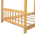 thumbnail image 7 of Twin Size House Bed for Kids & Teens,Solid Wood Twin Size Floor Montessori Bed with Headboard & Footboard, Toddlers House Floor Bed with Roof and Slat, No Box Spring Need,Espresso Bed Frame,Natural, 7 of 7