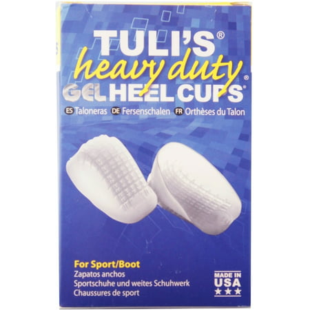 TuliGEL Heavy Duty Heel Cups, Shock Absorption Gel Cushion Insert for Plantar Fasciitis, Sever's Disease, and Heel Pain Relief,
