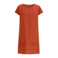 thumbnail image 4 of Zunfeo Summer Dresses for Women Casual Loose Cotton Linen Dress Short Sleeve A-line Vacation Sundress Orange Orange M, 4 of 8