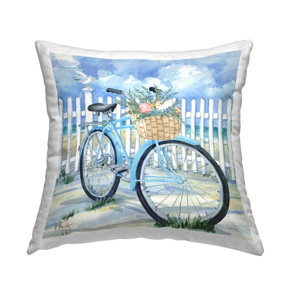 Stupell Industries Rosemary Beach Bicycle Decorative Printed Throw Pillow Design by Paul Brent.