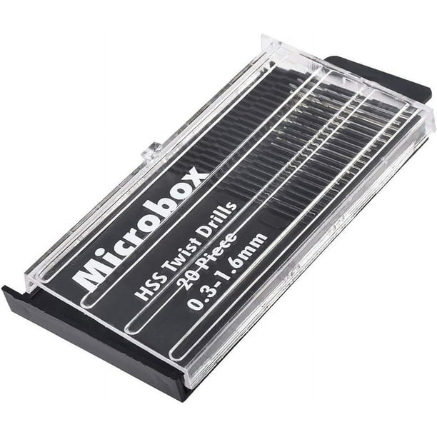 Juego de 20 brocas HSS Mini Micro, vástago de 0,3-1,6 mm, kit de bricolaje con broca helicoidal, herramientas manuales rotativas, minitaladro de mano con abrazadera, broca de precisión de acero