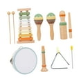 thumbnail image 2 of Juego de 6 tipos de instrumentos musicales para niños, xilófono de juguete pandereta, sonda de madera de aprendizaje temprano para regalo de, 2 of 9