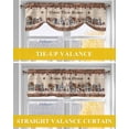 thumbnail image 6 of Bless This Tie Up Valances Curtain, Adjustable Kitchen Home Farmhouse Country Star Barn Retro Wood Grain Valances for Windows Decor, Rod Pocket Short Curtains Set for Bedroom/Bathroom, 42"x18", 6 of 8