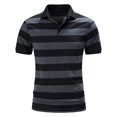 thumbnail image 2 of outfmvch polo shirts for men spring summer loose plus size button collar shirt striped print lapel short sleeve womens tops dark gray, 2 of 9