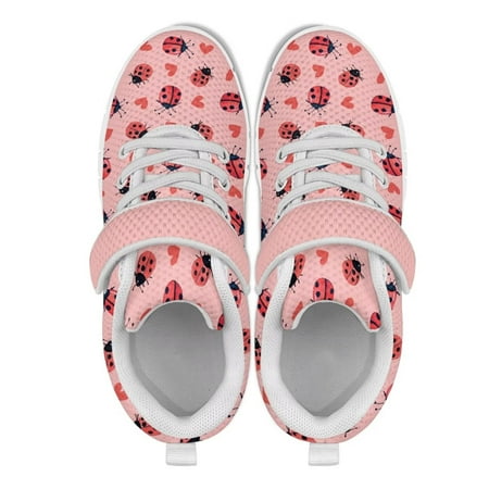 

Psesaysky Children s Velcro Sneakers with Seven-Spotted Ladybug Lightweight Breathable Sport Shoes for Little Kids Mesh Sneakers with Single Buckle
