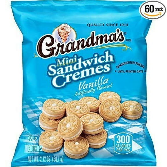 Grandmas Sandwich Cookies, Vanilla Creme Minis (Pack of 60)