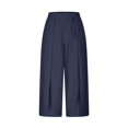 thumbnail image 5 of ABATAB Palazzo Capri Pants for Women Wide Leg Ruched Summer Crop Trousers Elastic Waisted Casual Loose Lounge Beach Clothes with Pockets, 5 of 7