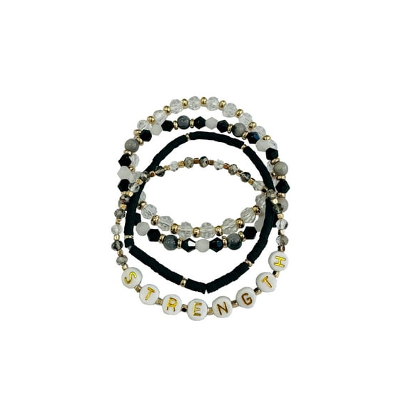 Time and Tru Personalization Stretch Bracelets "Strength" in Black, 4 Pack