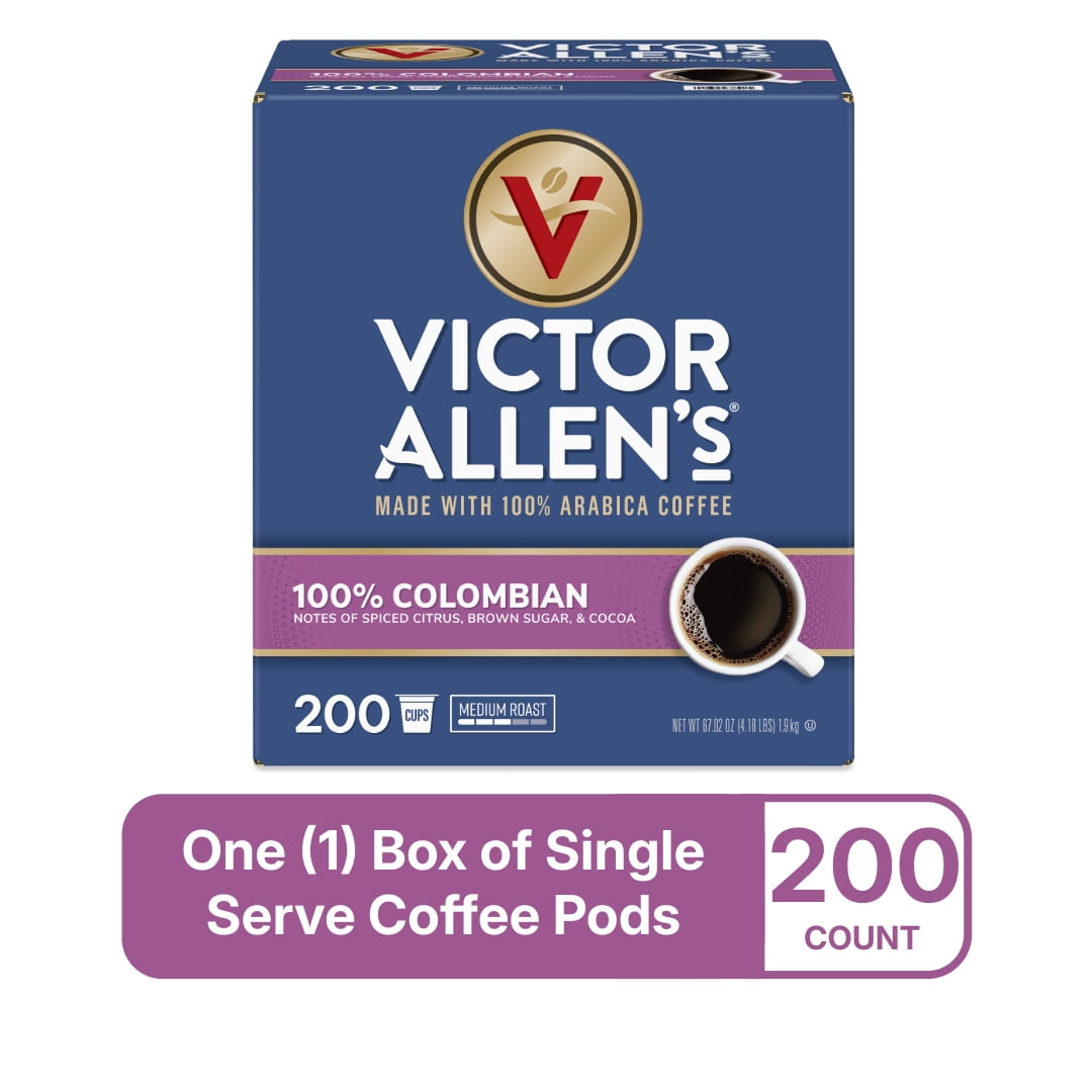 Victor Allen's Coffee 100% Colombian Coffee, Medium Roast, 200 Count, Single Serve Coffee Pods for Keurig K-Cup Brewers