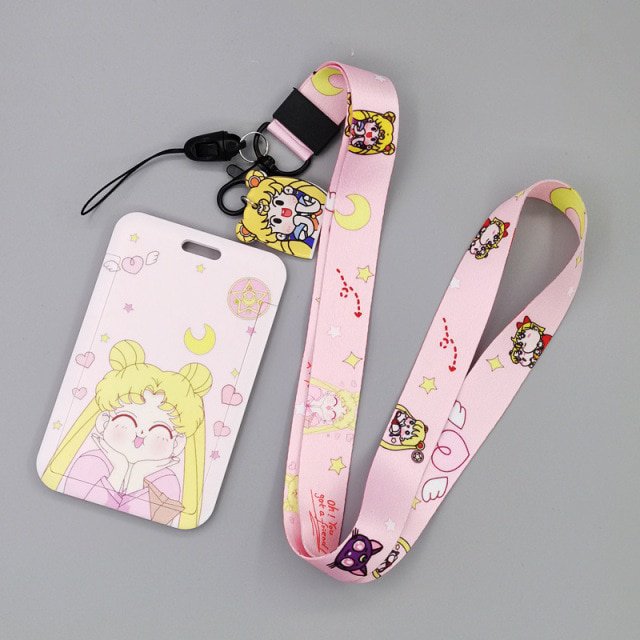 1 conjunto de Anime tarjetas casos de tarjeta cordón clave de Cosplay insignia de identificación tarjetas titulares correas de cuello llaveros Doraemon