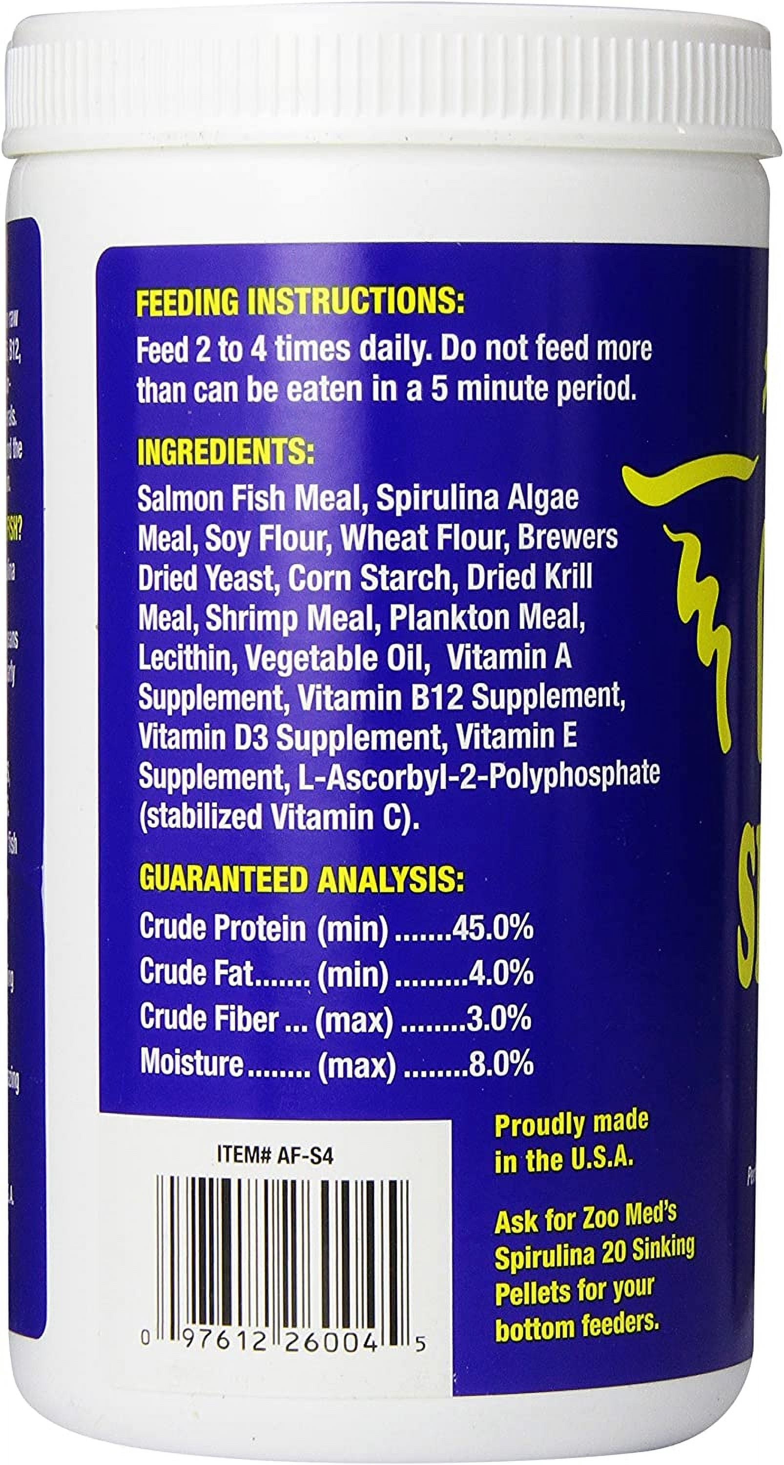 Zoo Med Spirulina 20 Fish Food Flakes [Aquarium Herbivore Food, Aquarium Supplies] 4 oz