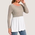 thumbnail image 3 of Bearsland Women's Maternity Clothes Nursing Top Crew Neck Long Sleeve Color Block Knit Breastfeeding Shirt, 3 of 7