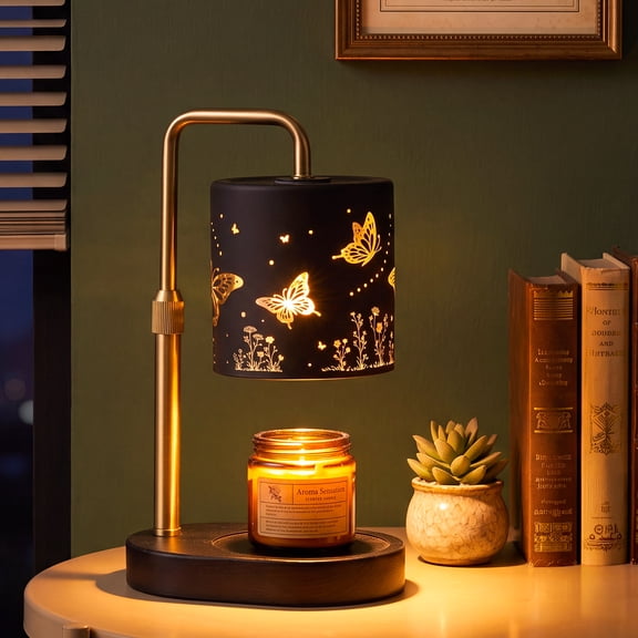 Sziqiqi Candle Warmer Lamp with Timer Height Adjustable Dimmable Wax Melt Warmer with 2 Bulbs Butterfly Decorative Candle Lamp for Home Decor Housewarming Gift for Women