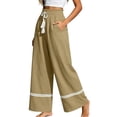 thumbnail image 3 of Zpzdpjkx Women's Tassel Drawstring Wide Leg Pants Loose Flowy Trousers with Side Pockets Summer Boho Beach Casual Long Linen Pants, 3 of 6
