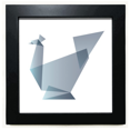 thumbnail image 1 of Origami Peacock forma geométrica abstracta Mesa de pared con marco cuadrado negro, 1 of 4