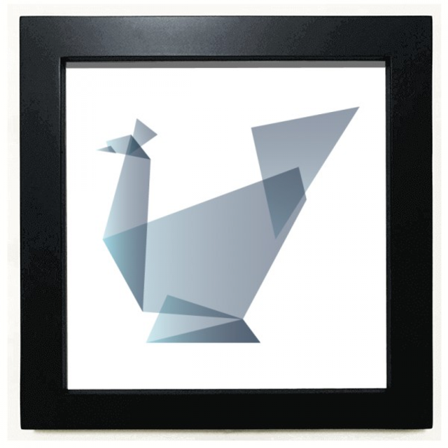 Origami Peacock forma geométrica abstracta Mesa de pared con marco cuadrado negro