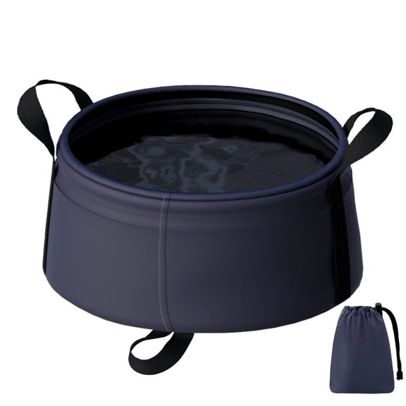 2.3 Gallon Collapsible Bucket, Foldable Wash Basin with Handle – Portable Camping Sink, Lightweight Camping Water Container for Hiking,RV Travel & Outdoor Use, Space-Saving Foldable Basin