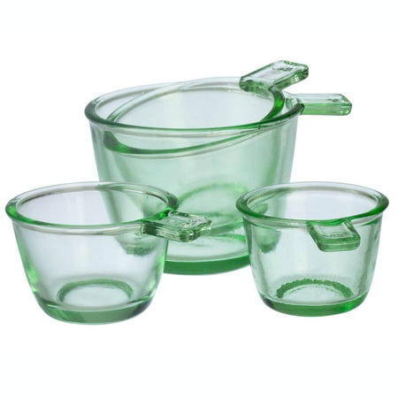 Greek Glass - Nostalgia Style Dry Measuring Cups by Home Marketplace, Classic Green Glass, 4 Piece Set
